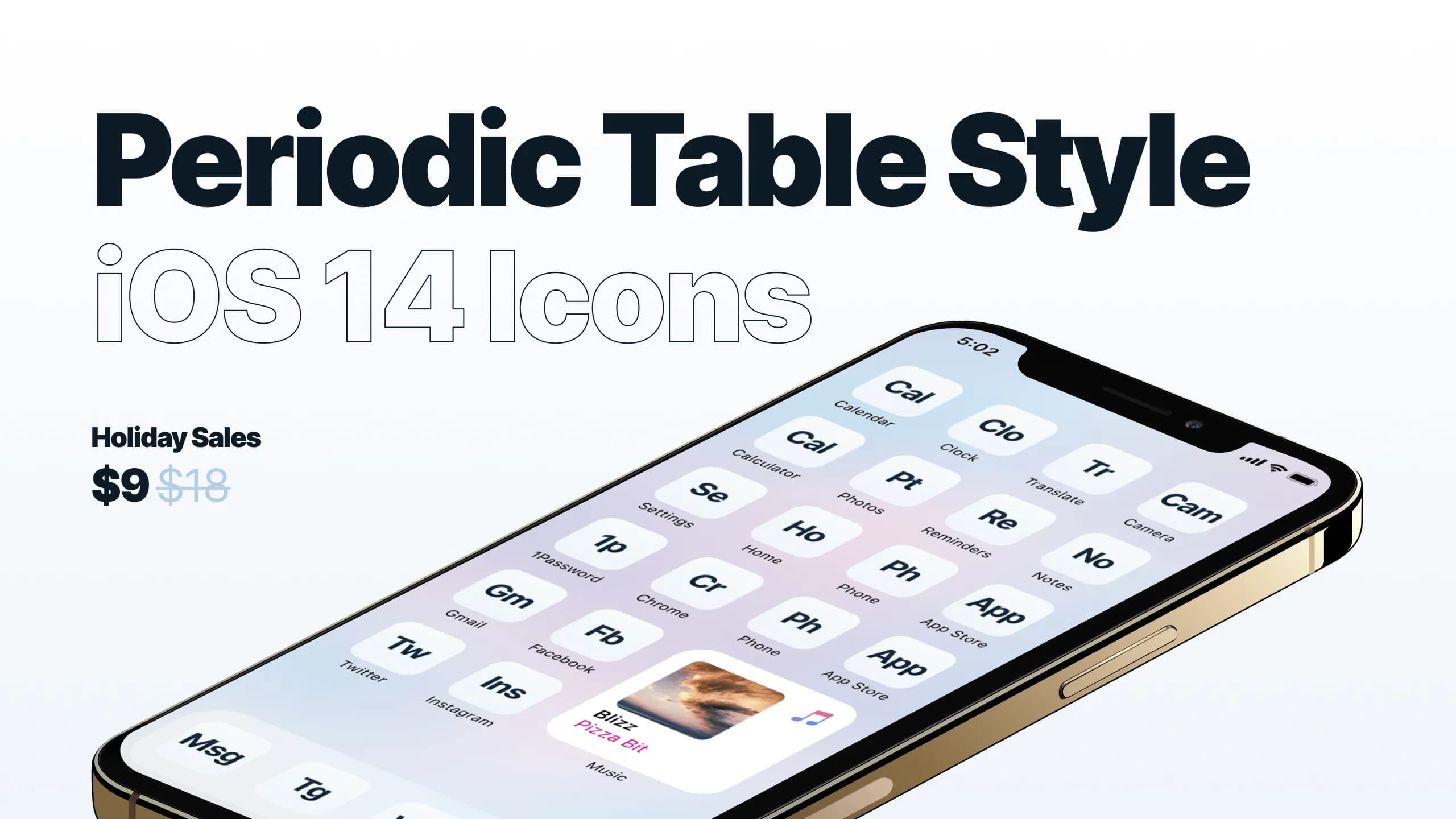 Periodic Table Style iOS 14 Icons