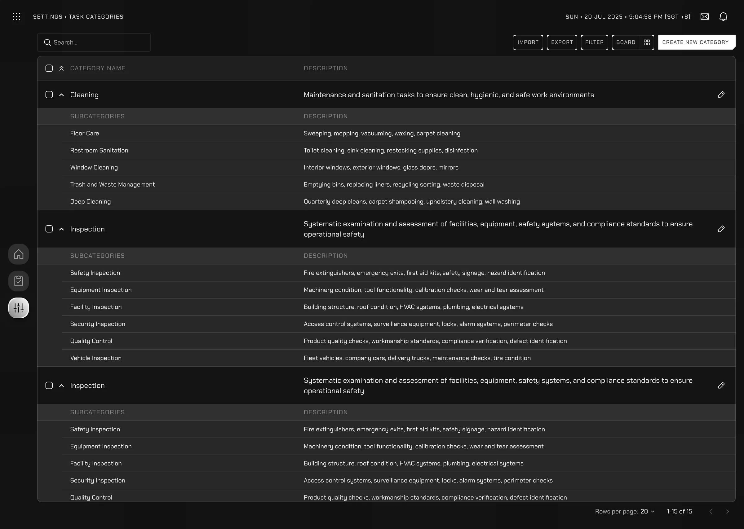Enterprise Resource Planning Dashboard screen