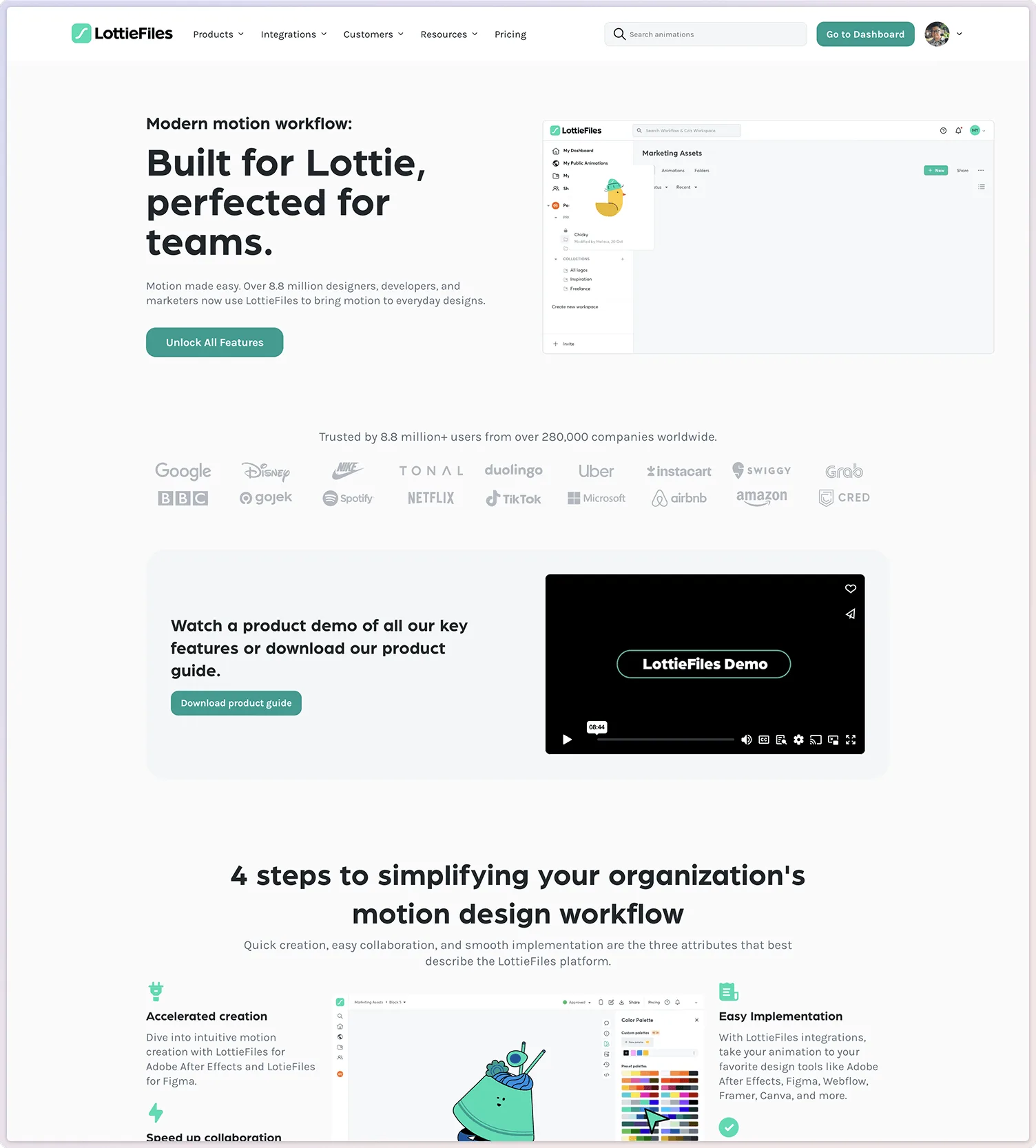 LottieFiles Landing Pages screen