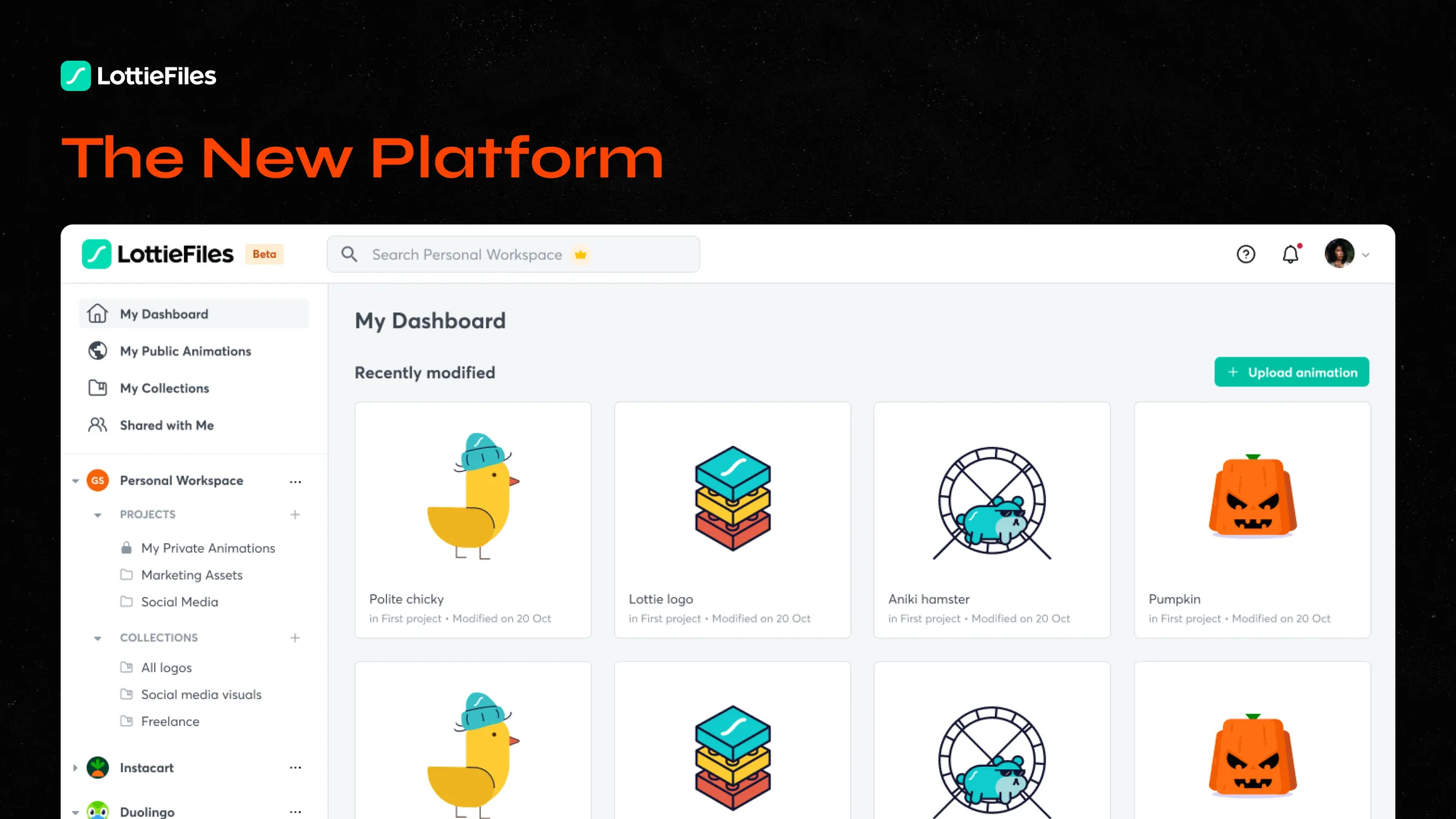 LottieFiles Platform screen